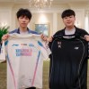 BLG俱乐部分享照片：ON与KT辅助选手Peter互换队服~